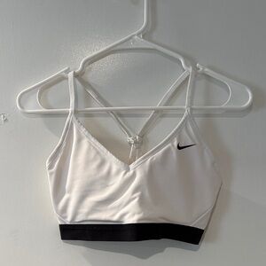 Nike White and Black Strappy Sports Bra